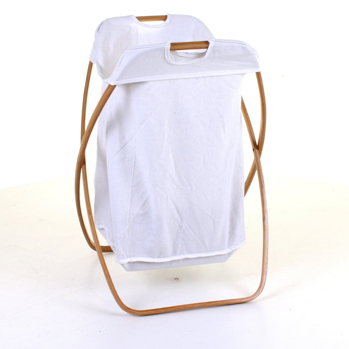 Curved Wood Frame Laundry Basket