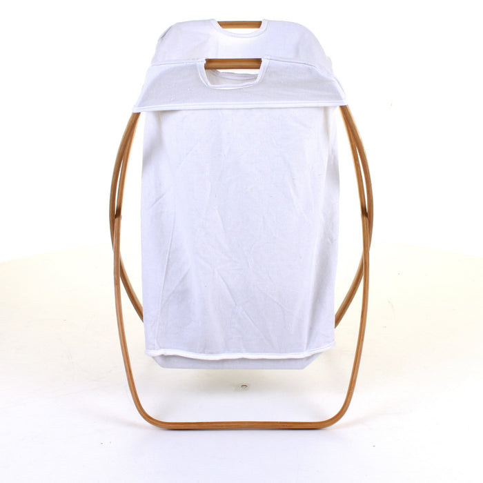 Curved Wood Frame Laundry Basket