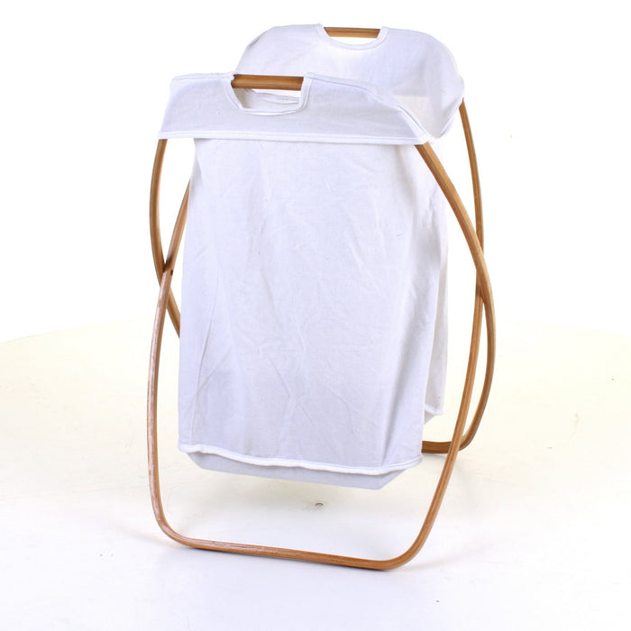 Curved Wood Frame Laundry Basket
