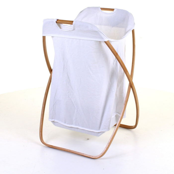 Curved Wood Frame Laundry Basket