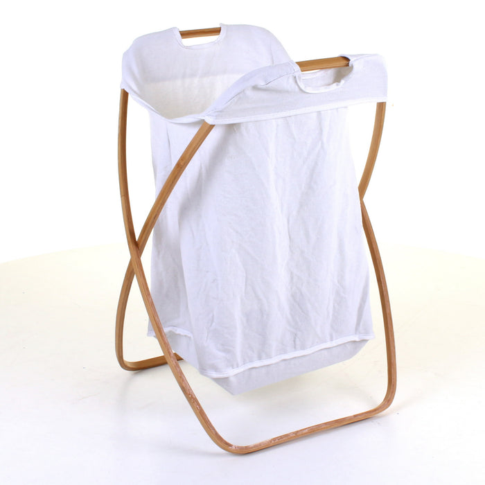 Curved Wood Frame Laundry Basket