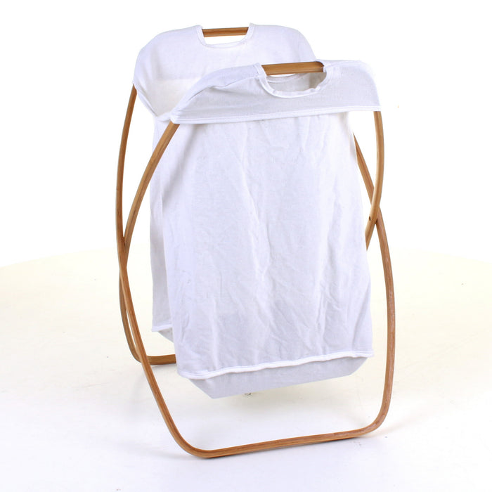 Curved Wood Frame Laundry Basket