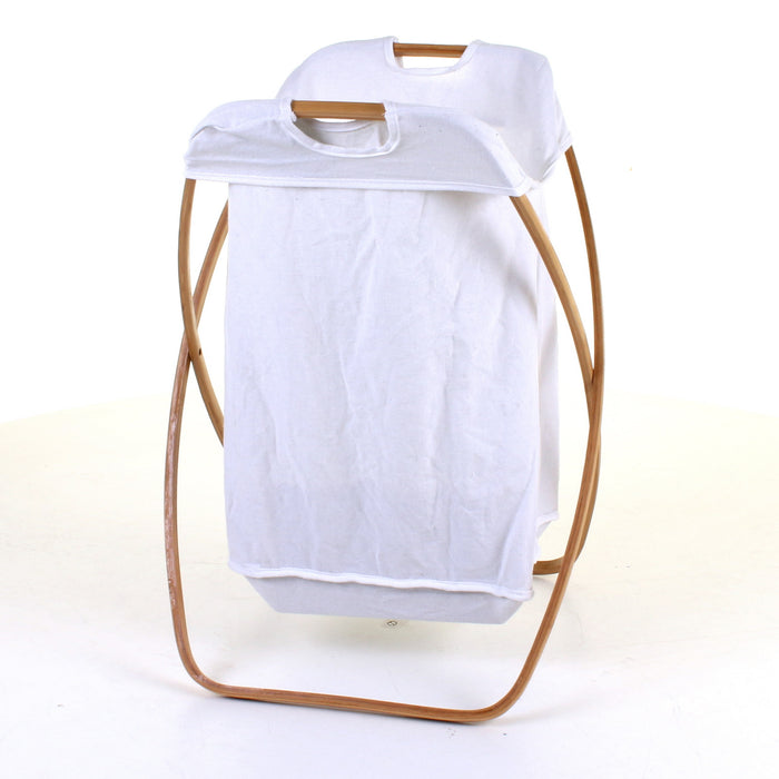 Curved Wood Frame Laundry Basket