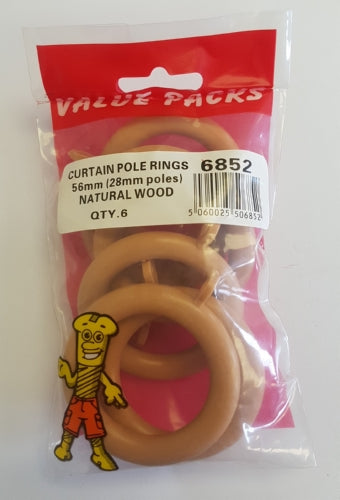 Curtain Pole Rings Natural 56mm