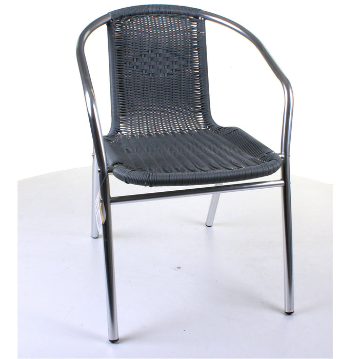 Chrome with Grey Wicker Bistro Chair