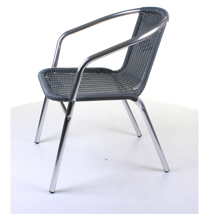 Chrome with Grey Wicker Bistro Chair
