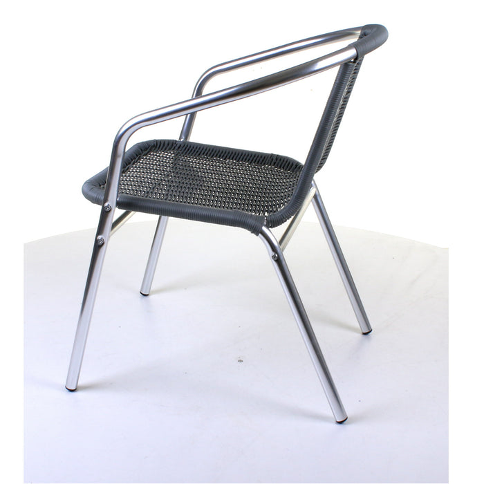 Chrome with Grey Wicker Bistro Chair