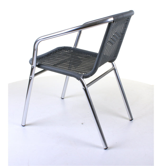 Chrome with Grey Wicker Bistro Chair