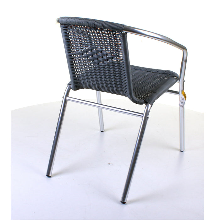 Chrome with Grey Wicker Bistro Chair