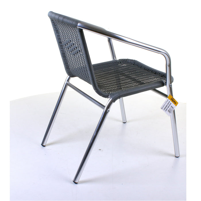 Chrome with Grey Wicker Bistro Chair