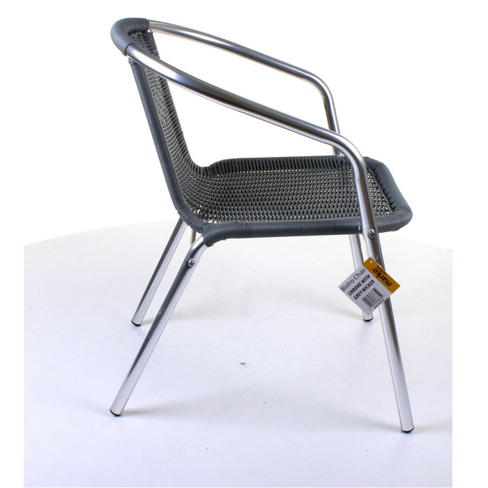 Chrome with Grey Wicker Bistro Chair