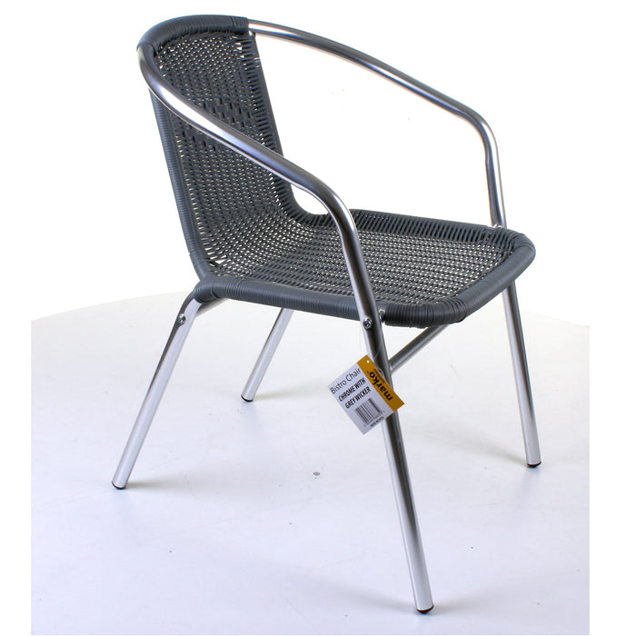 Chrome with Grey Wicker Bistro Chair