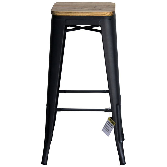 5PC Lodi Table & Firenze Bar Stool Set - Onyx Matt Black