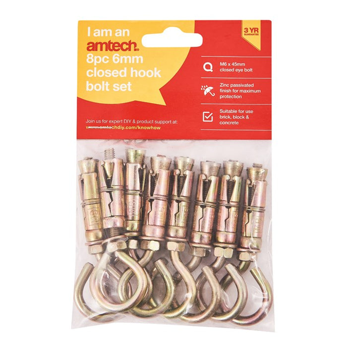 Closed Hook Bolts 6mm 8pc