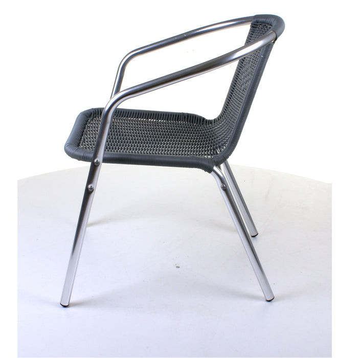Chrome/Grey Wicker Bistro Sets - Round Table