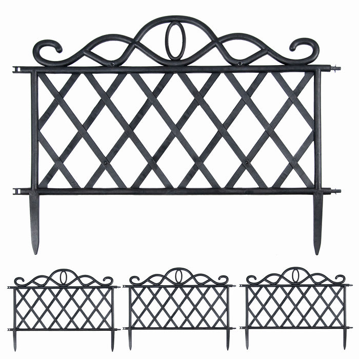 Black Garden Fence Border Edging 4pc