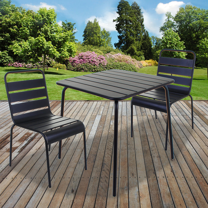 Slatted Bistro Square Table & Chair Sets