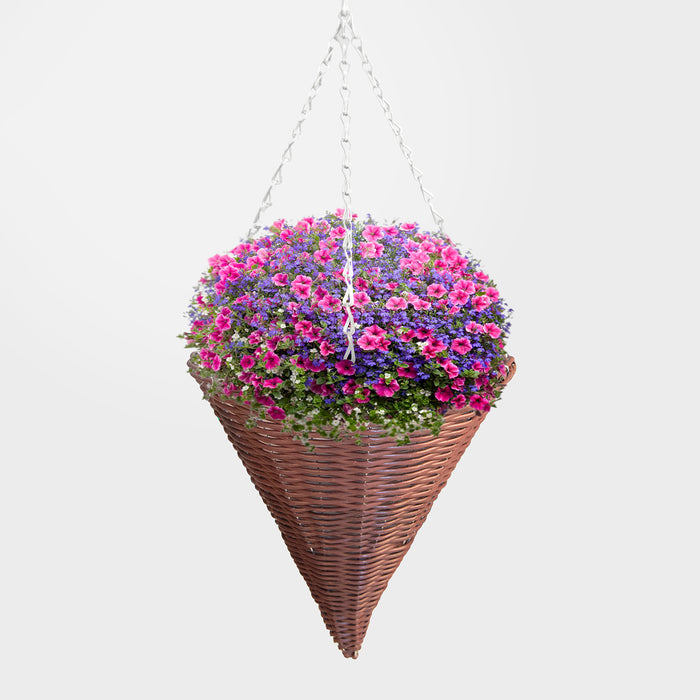 14" Cone Willow Hanging Basket - Brown