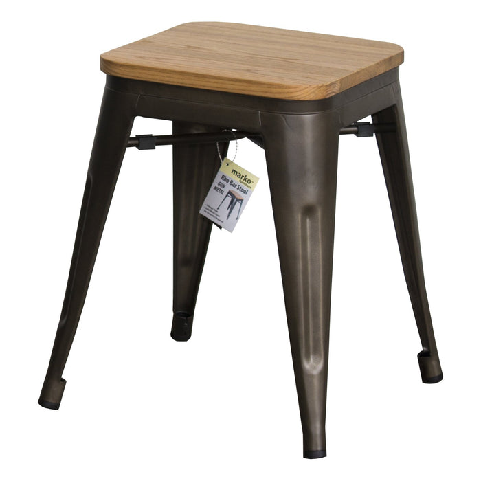 5PC Enna Table Florence Chair & Rho Stool Set - Gun Metal Grey