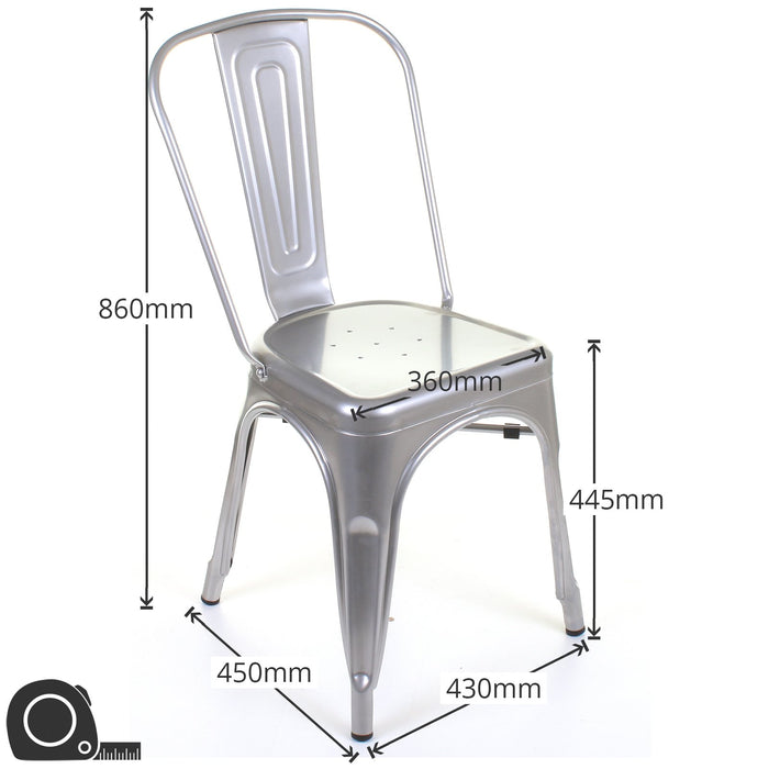 5PC Enna Table Siena Chair & Castel Stool Set - Steel
