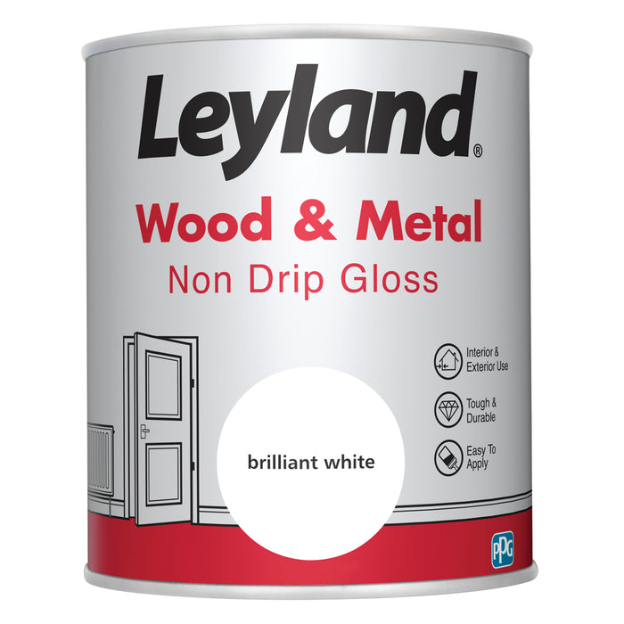 Leyland  Wood & Metal Non Drip Gloss Brilliant White 750ml