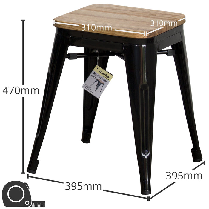 5PC Taranto Table, 3 Rho Stools & Nuoro Bench Set - Black