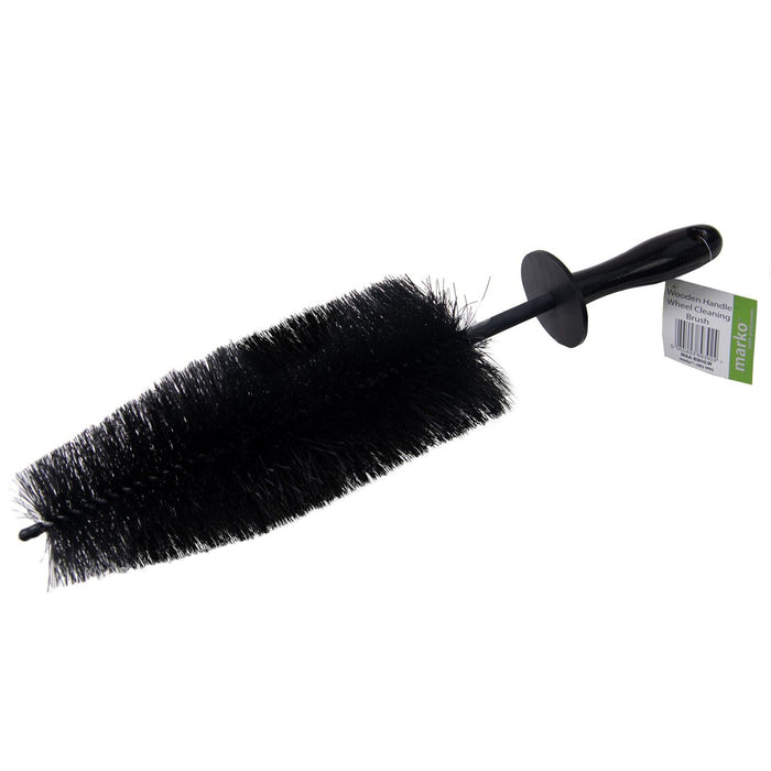 Long Reach Wheel Cleaning Brush with Wooden Handle