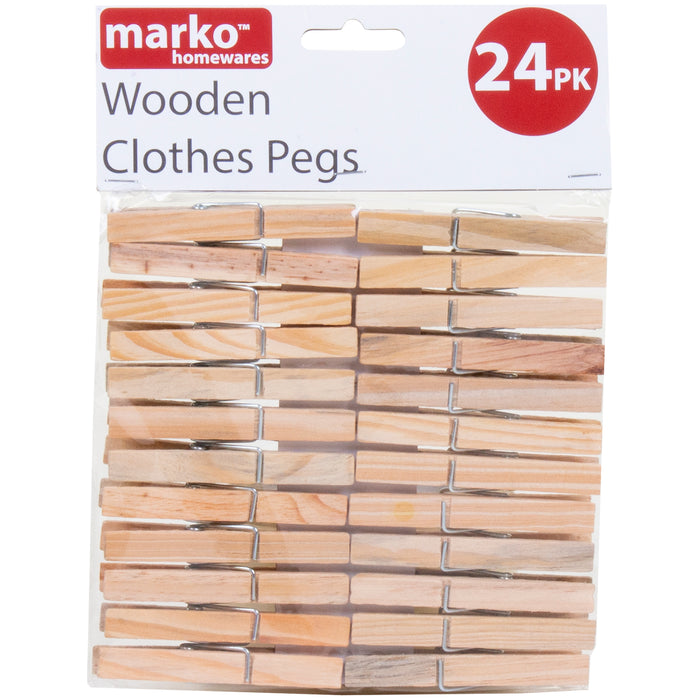 24PK Wooden Clothes Pegs