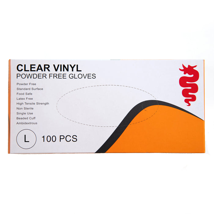 Clear Vinyl Powder Free Gloves 100 Pack - Large
