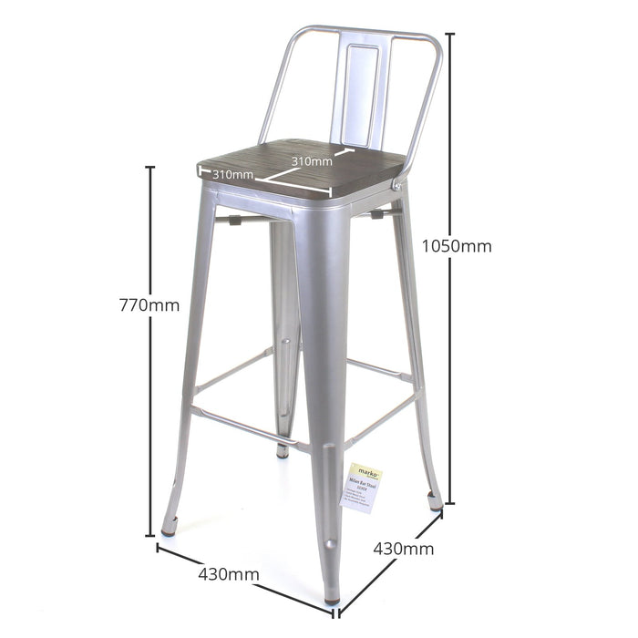 Tolix Style Milan Bar Stool - Silver