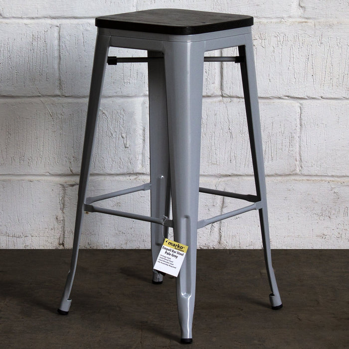 Tolix Style Empoli Bar Stool - Pale Grey