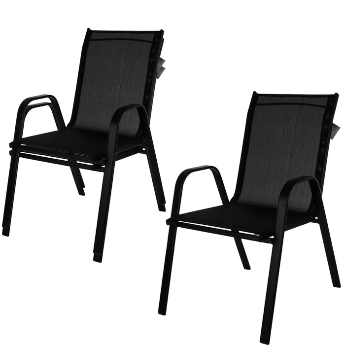 Black Textoline Chair & Black Square Folding Table Sets