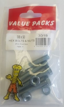 Hex Bolts & Nuts M8 X 50