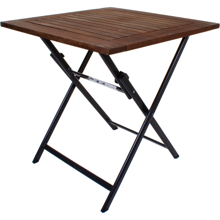 Folding Square Garden Table - Dark Brown