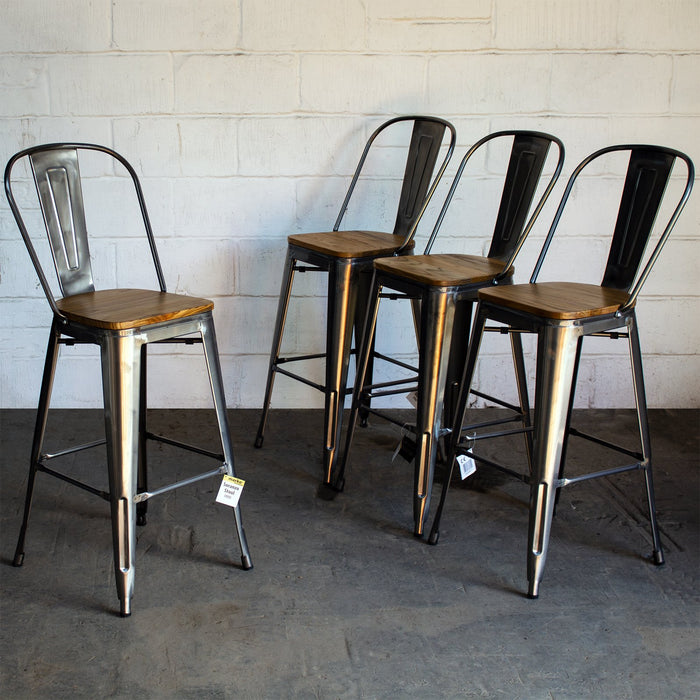 5PC Laus Table & Soranzo Bar Stool Set - Steel