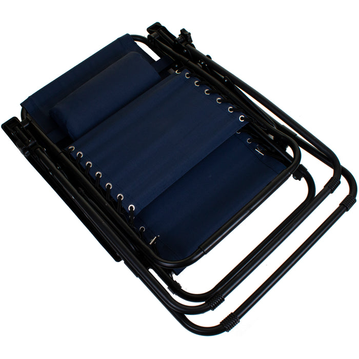 Oxford Blue Reclining Sun Lounger & Table Set 3pc