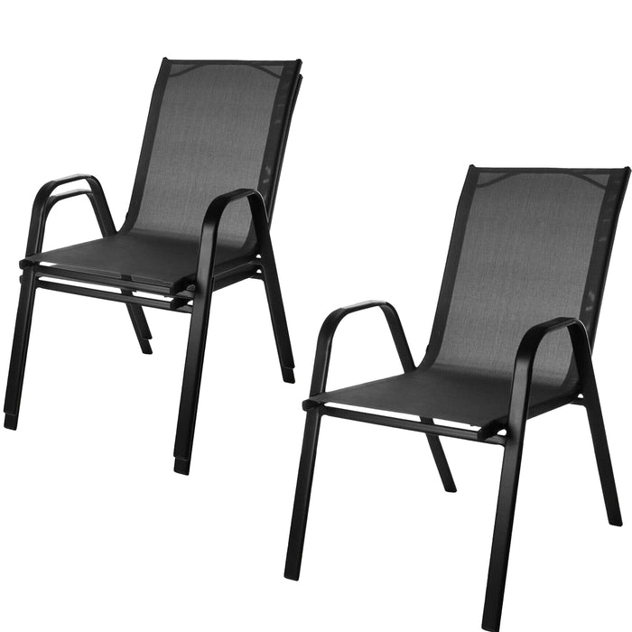 Grey Textoline Chair & Black Square Folding Table Sets