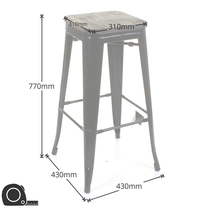 5PC Lodi Table & Firenze Bar Stool Set - Black