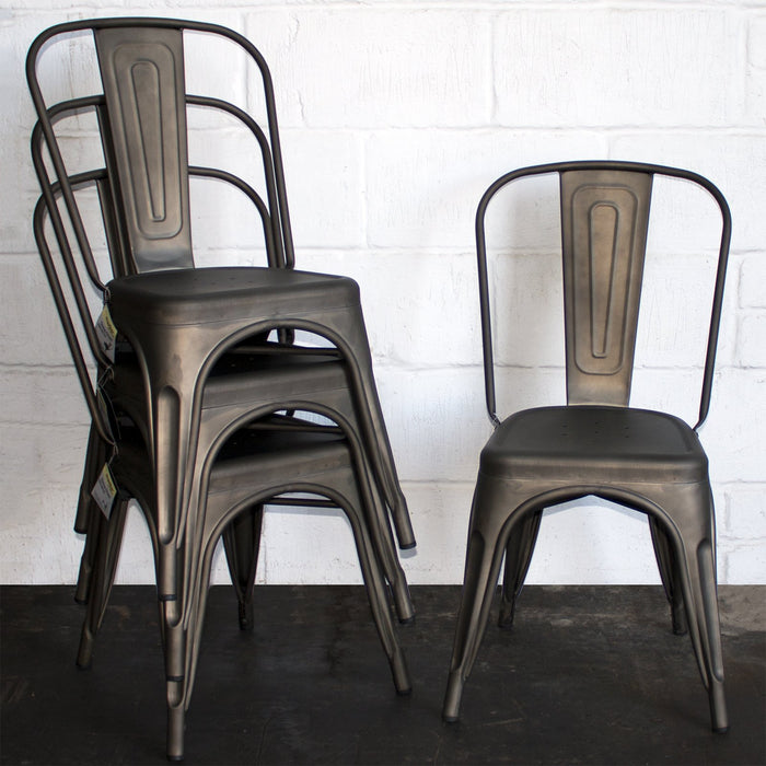 9PC Taranto Table, 2 Forli Chairs, 3 Siena Chairs & 3 Castel Stools Set - Gun Metal Grey