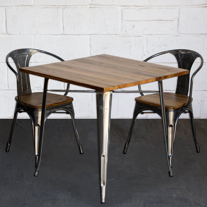 3PC Enna Table & Florence Chair Set - Steel