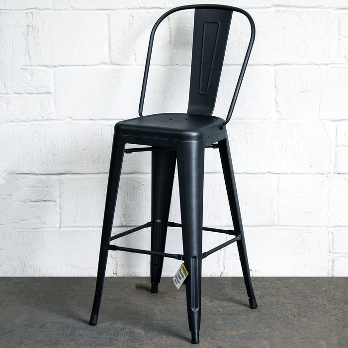 5PC Lodi Table & Pascale Bar Stool Set - Onyx Matt Black