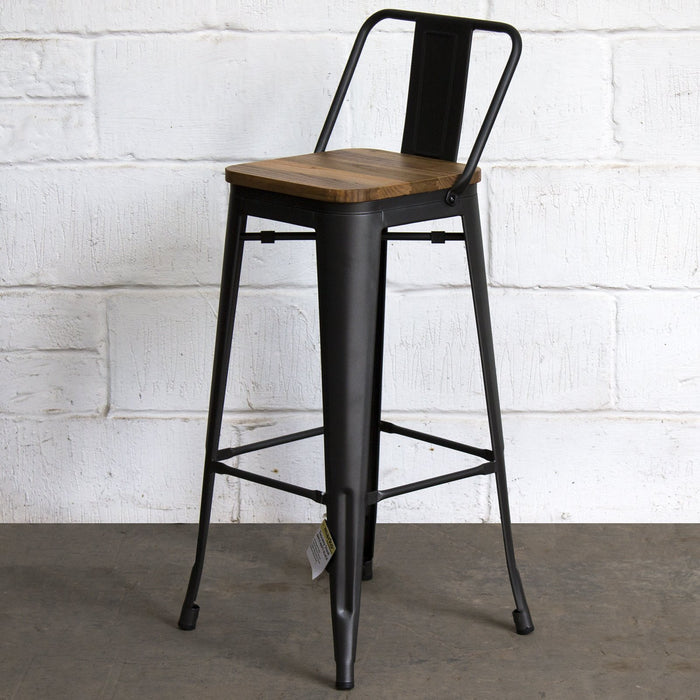 5PC Lodi Table & Tuscany Bar Stool Set - Onyx Matt Black