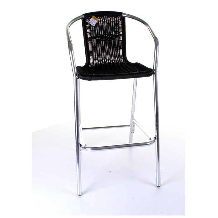 Kingstown Black Rattan Bar Stool