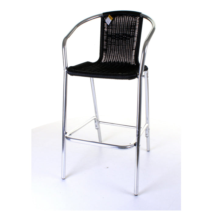 Kingstown Black Rattan Bar Stool