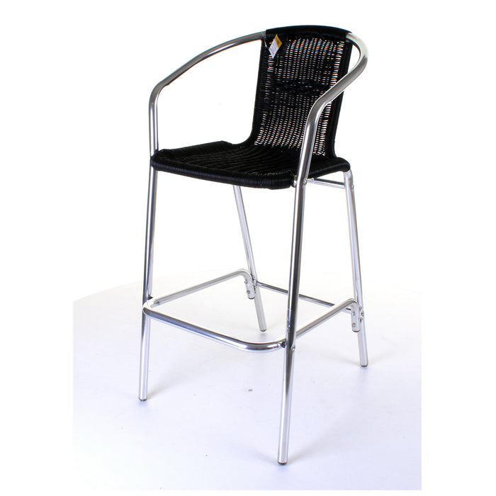 Kingstown Black Rattan Bar Stool