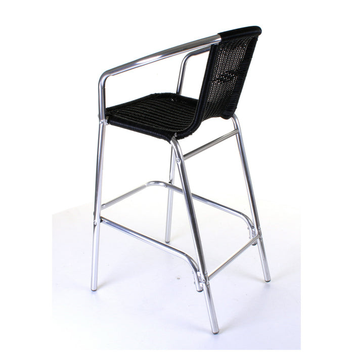 Kingstown Black Rattan Bar Stool