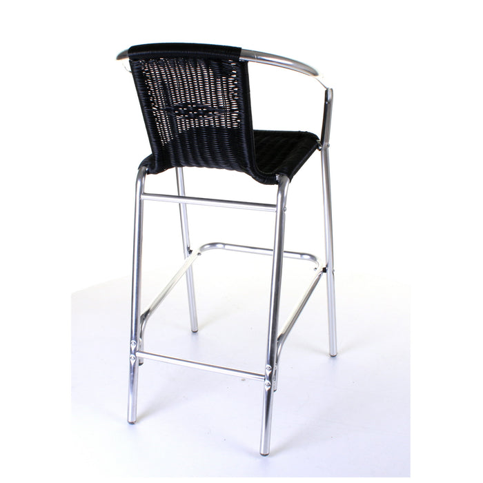 Kingstown Black Rattan Bar Stool