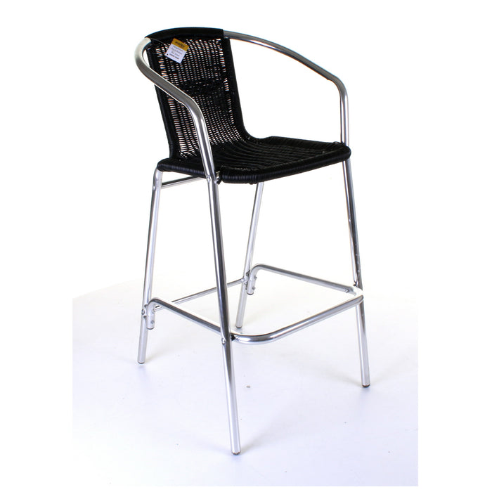 Kingstown Black Rattan Bar Stool