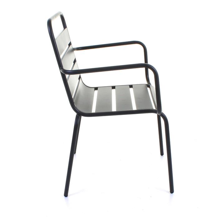 Slatted Bistro Armchair Sand Grey