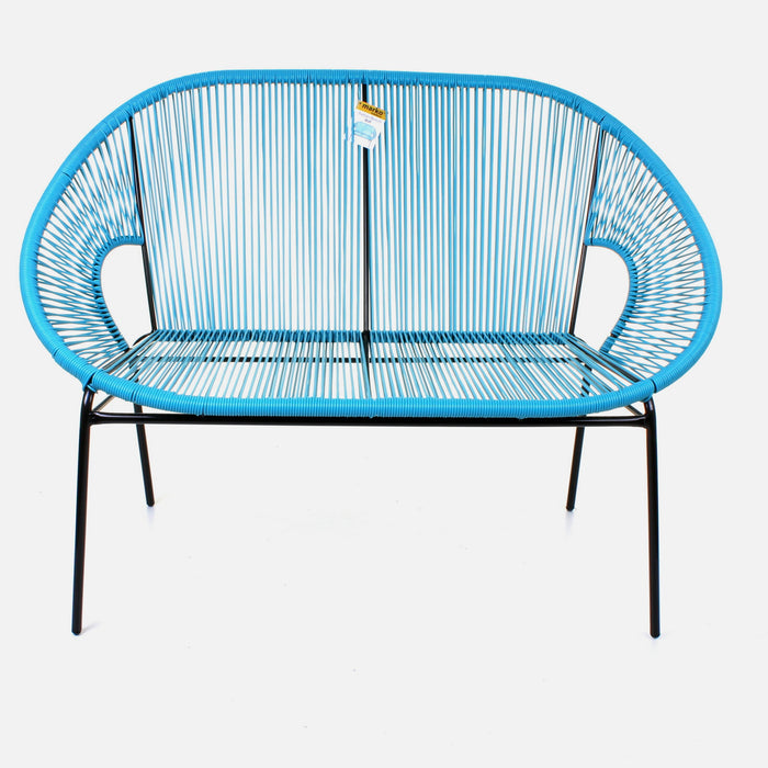 Rattan Bench - Blue